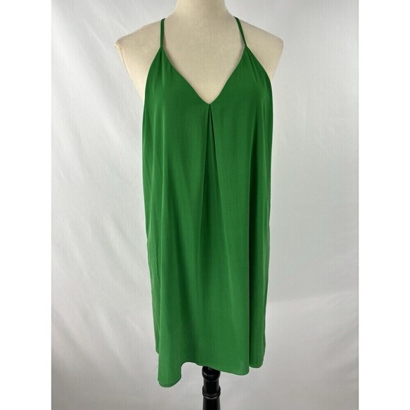 Alice + Olivia Halter Dress Bright Green Large Silk Dopamine Dressing - Picture 2 of 9